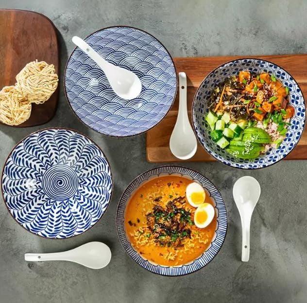 Signature Housewares Set of 4 Bowls with Spoons - Stoneware