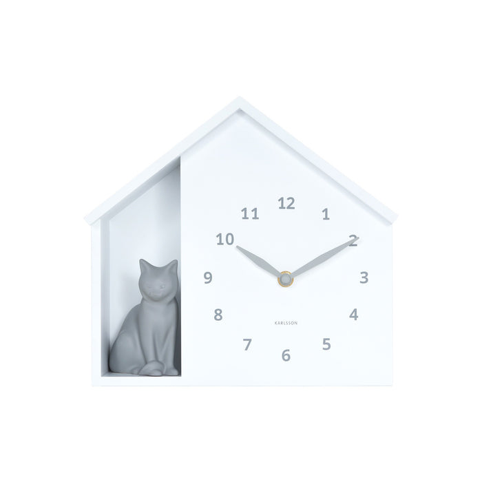 Karlsson Wall Clock Sitting Cat - White