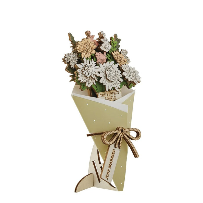 Just Married 3D Flower Figurine Card (10cm)