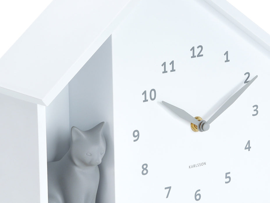 Karlsson Wall Clock Sitting Cat - White