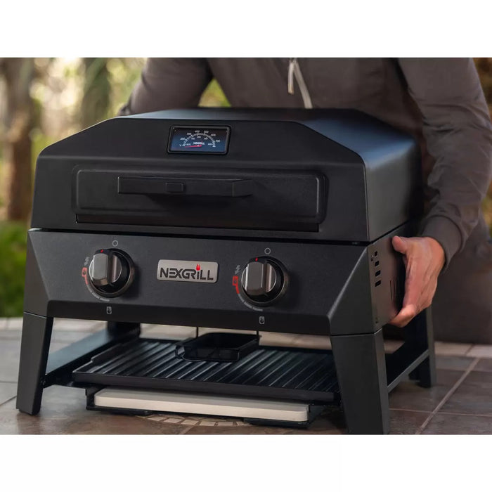 Nexgrill Fortress 2 Burner 4-in-1 BBQ Grill & Pizza Oven, Griddle, Grill Plate & Cover
