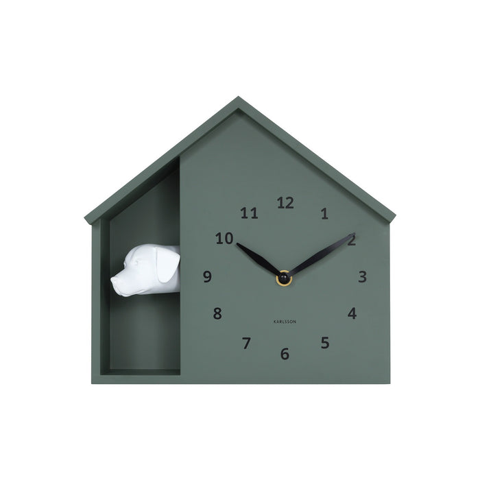 Karlsson Wall Clock Peeking Doggy - Jungle Green
