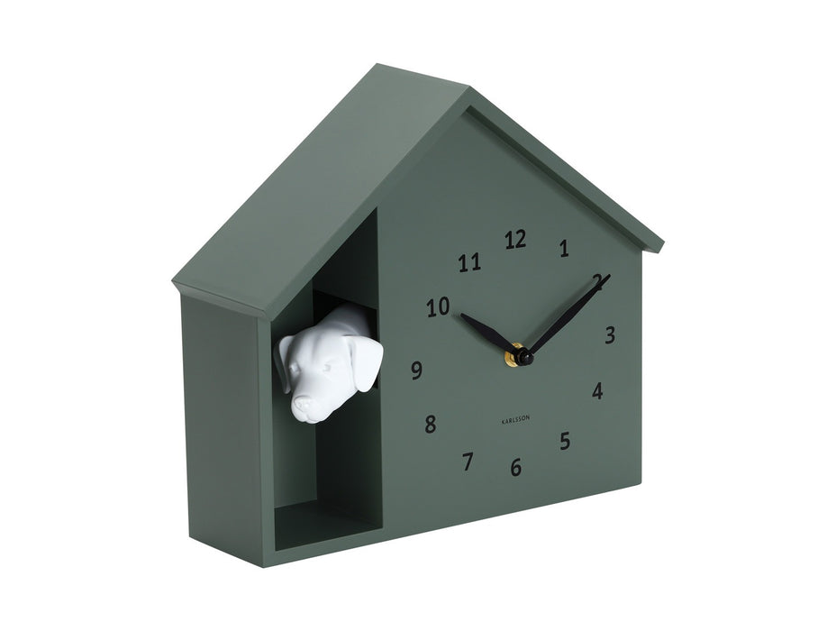 Karlsson Wall Clock Peeking Doggy - Jungle Green