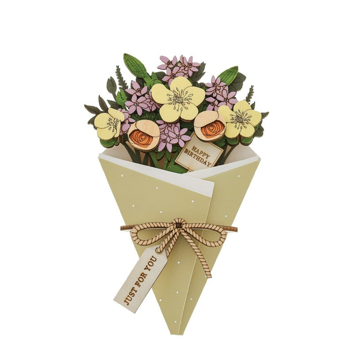 Happy Birthday 3D Flower Figurine Card (10cm)