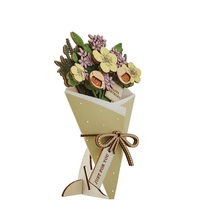 Happy Birthday 3D Flower Figurine Card (10cm)