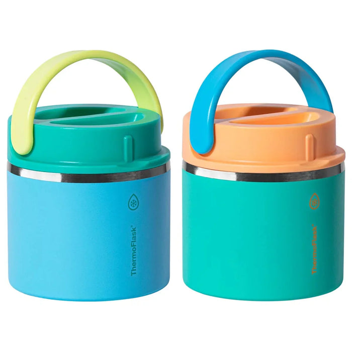ThermoFlask Insulated Food Jar in Blue & Green Colour - 2 Pack (590ml)
