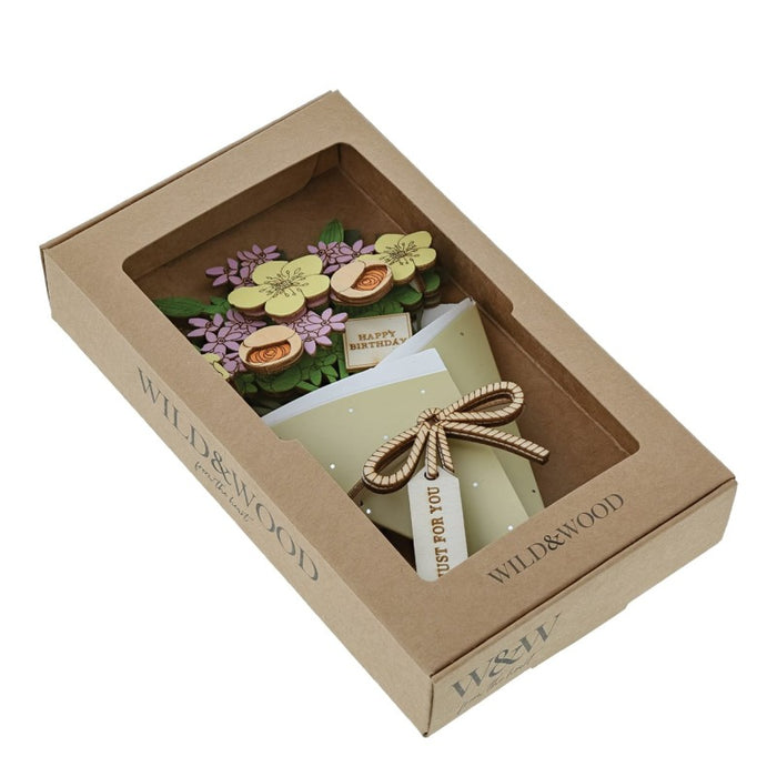 Happy Birthday 3D Flower Figurine Card (10cm)