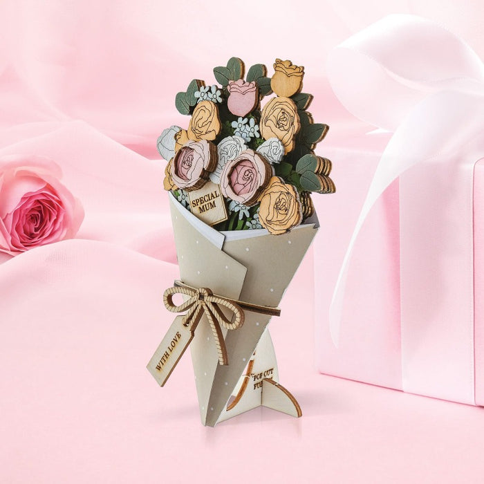 Mum 3D Flower Figurine Card (10cm)