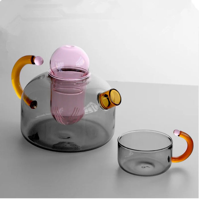 Creative Color Contrast High Temperature Resistant Glass Cup - Grey