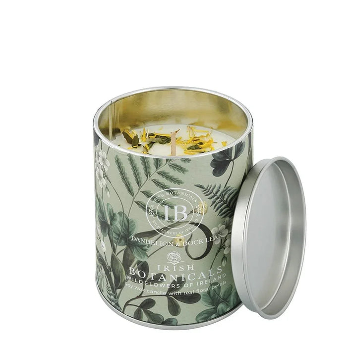 Irish Botanicals Dandelion & Dock Leaf Tin Candle (9cm) - LemonSalt