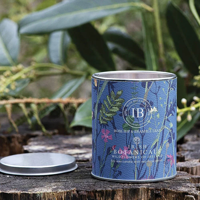 Irish Botanicals Rosehip & Bramble Leaf Tin Candle (9cm) - LemonSalt