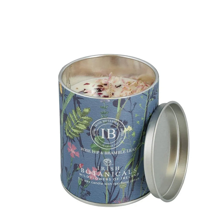 Irish Botanicals Rosehip & Bramble Leaf Tin Candle (9cm) - LemonSalt