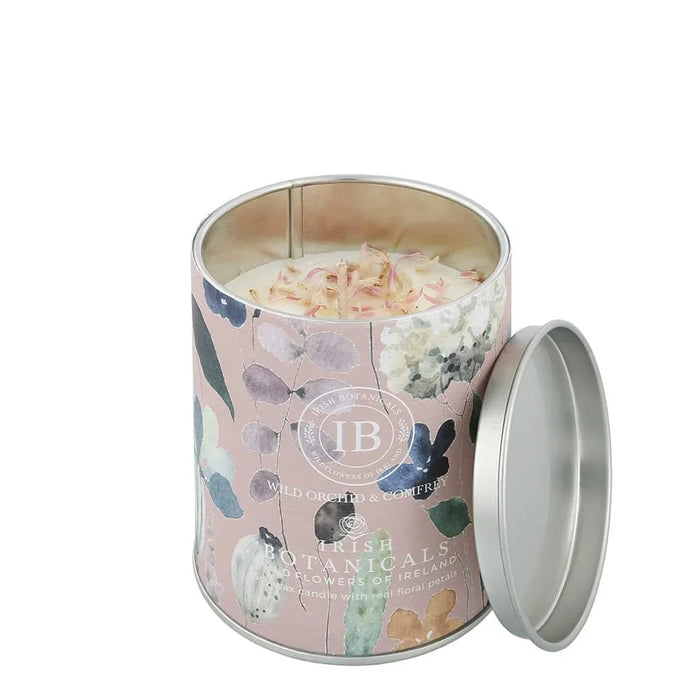 Irish Botanicals Wild Orchid & Comfrey Tin Candle (9cm) - LemonSalt