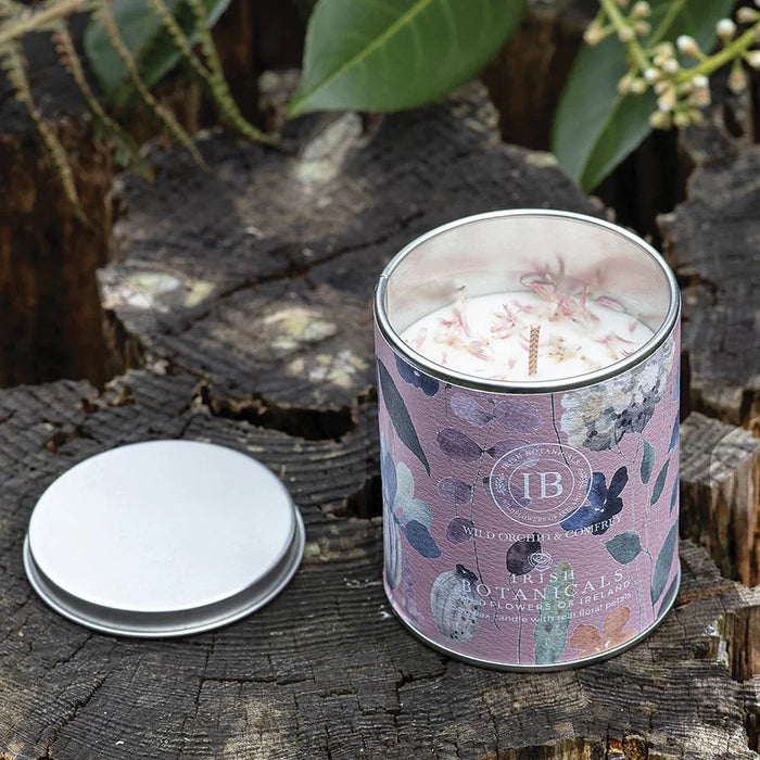 Irish Botanicals Wild Orchid & Comfrey Tin Candle (9cm) - LemonSalt