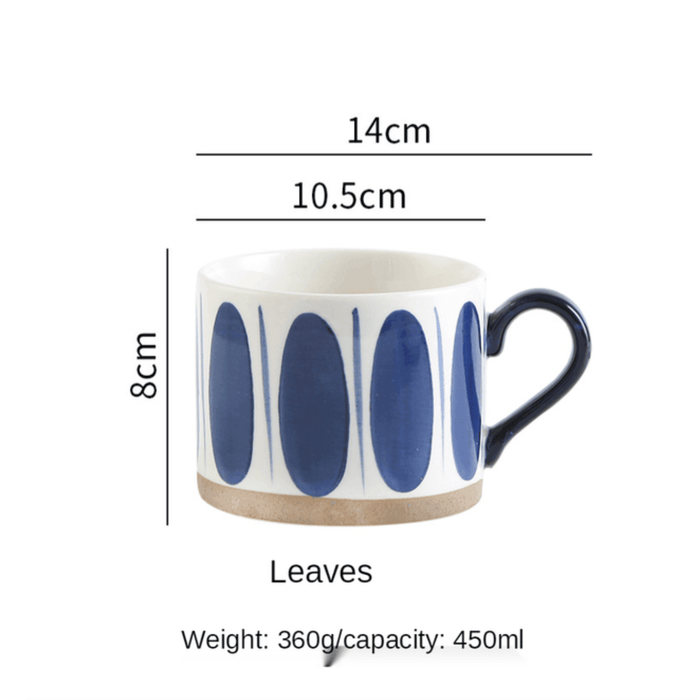 Japanese Style Ceramic Coffee Mug‚ Blue Leaves