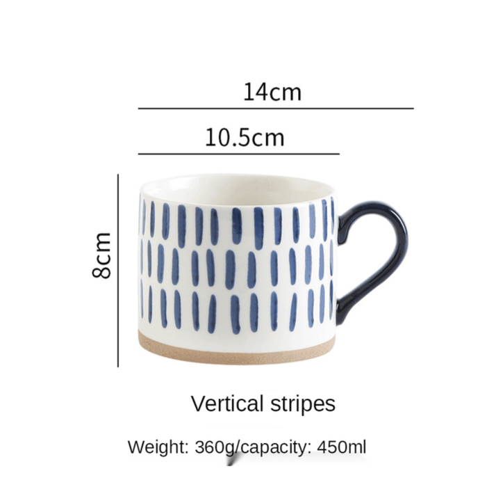 Japanese Style Ceramic Coffee Mug‚ Blue Stripes