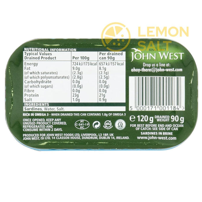 John West Sardines in Brine (120g) Ready To Eat Buy Online UK