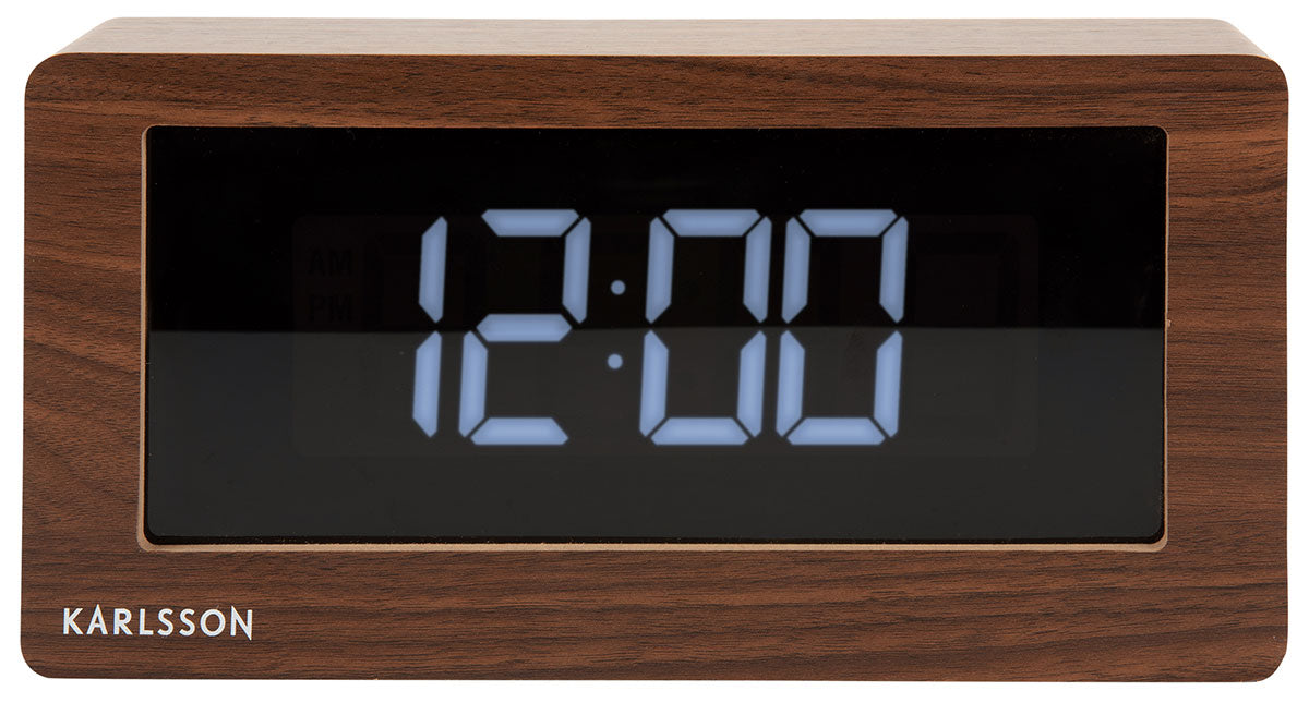 Karlsson Boxed LED Table Clock - Dark Wood