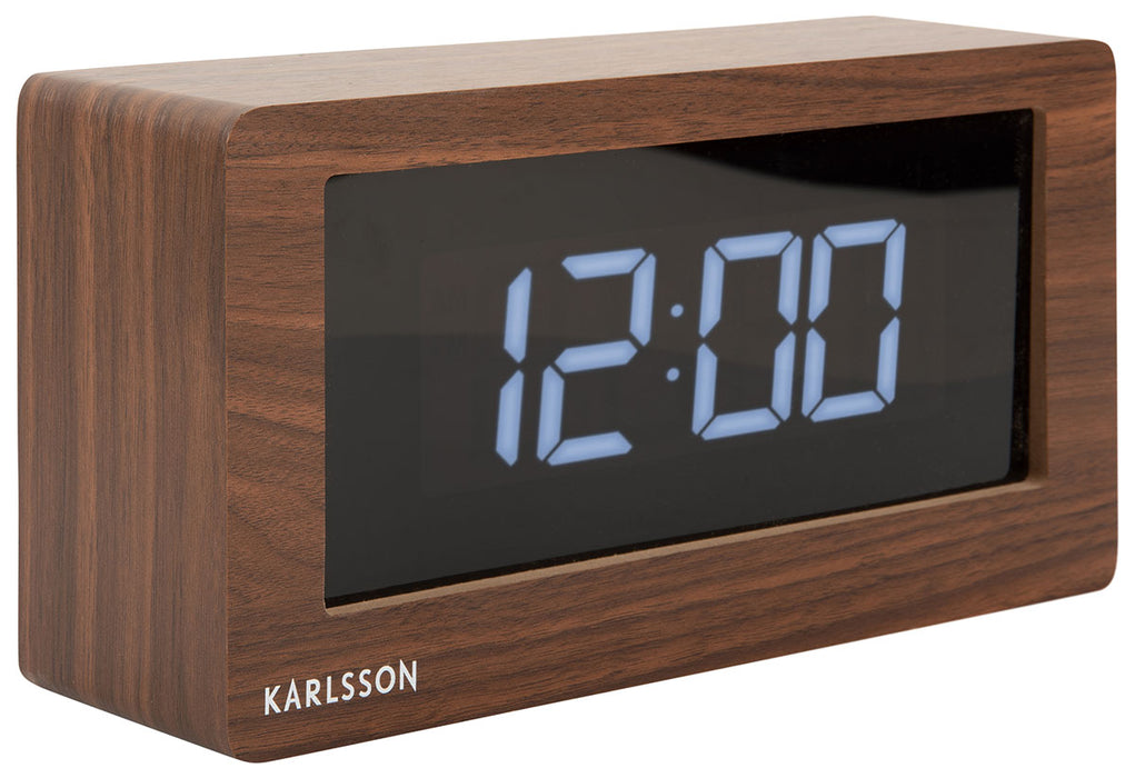 Karlsson Boxed LED Table Clock - Dark Wood