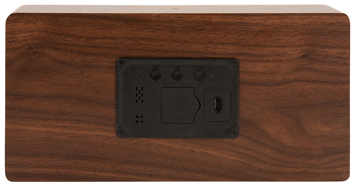 Karlsson Boxed LED Table Clock - Dark Wood