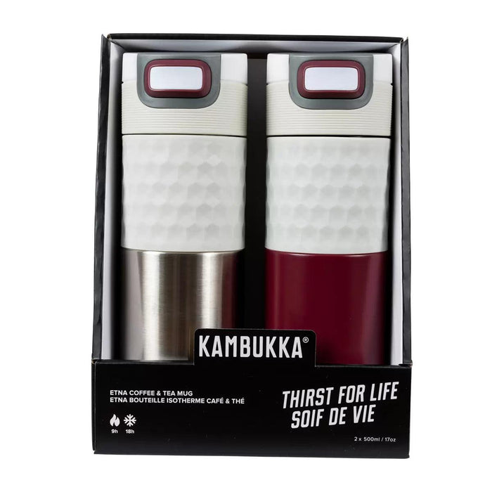 Kambukka Etna Pack of 2 Travel Mug 500ml - Red/Silver | {{ collection.title }}