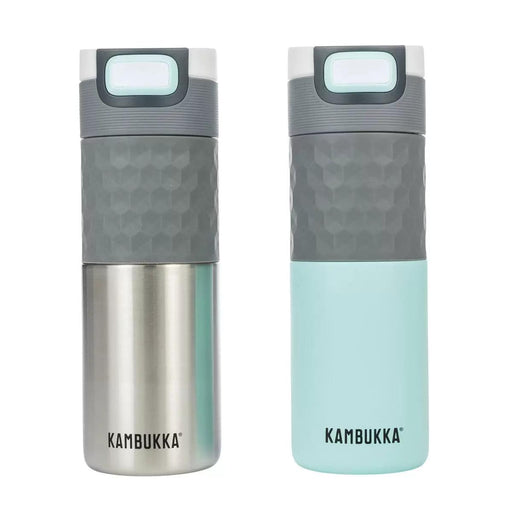 Kambukka Travel Mug Pack of 2 - Glacier & Silver (500ml) - LemonSalt