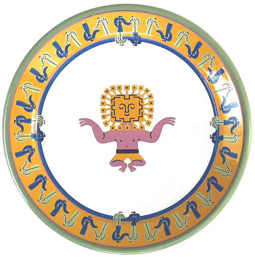 Kapka - Cosmogenesis Sun King Green Enamel Plate (25cm) - LemonSalt