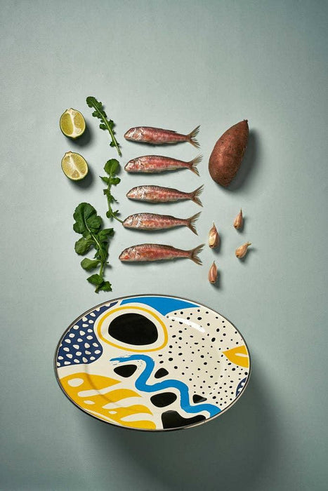 Kapka - Flashback Enamel Serving Plate (30cm) - LemonSalt