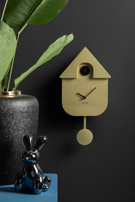 Karlsson Modern Cuckoo Wall Clock - Metallic Gold - LemonSalt