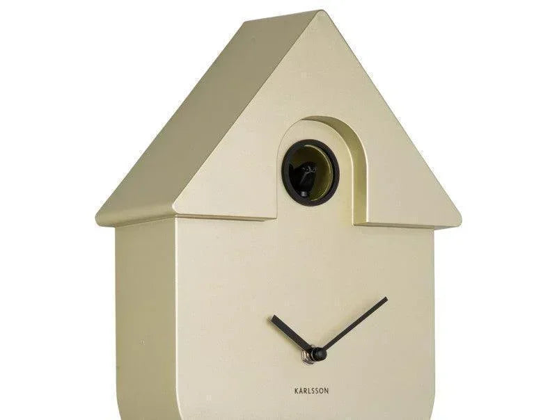 Karlsson Modern Cuckoo Wall Clock - Metallic Gold - LemonSalt