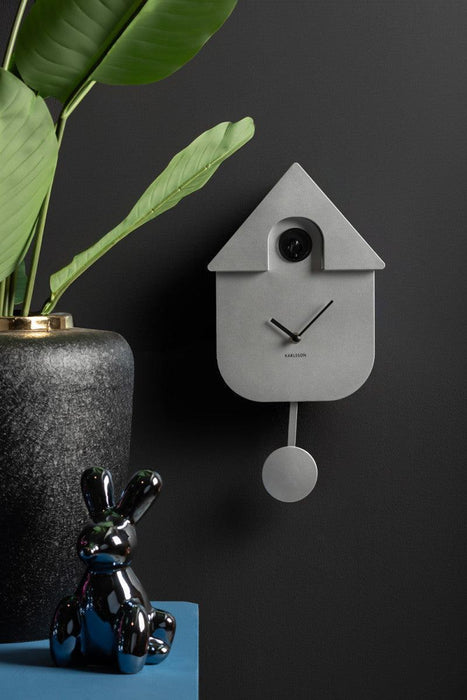 karlsson-modern-cuckoo-wall-clock-metallic-silver-lemonsalt-23831