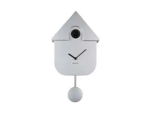 Karlsson Modern Cuckoo Wall Clock - Metallic Silver - LemonSalt