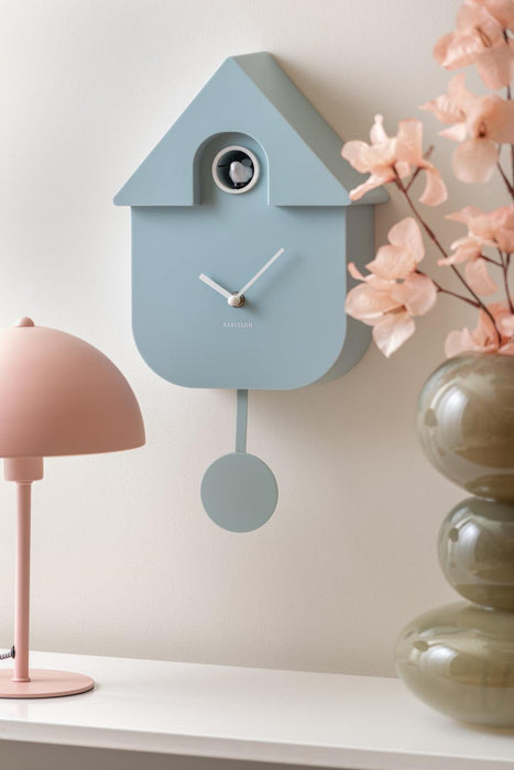 Karlsson Modern Cuckoo Wall Clock - Soft Blue