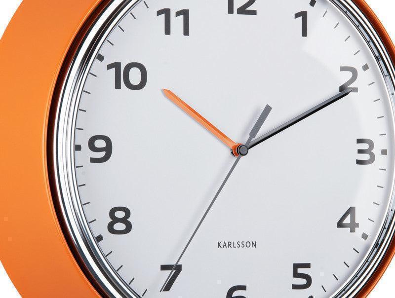 Karlsson Modern Retro Wall Clock - Bright Orange - LemonSalt