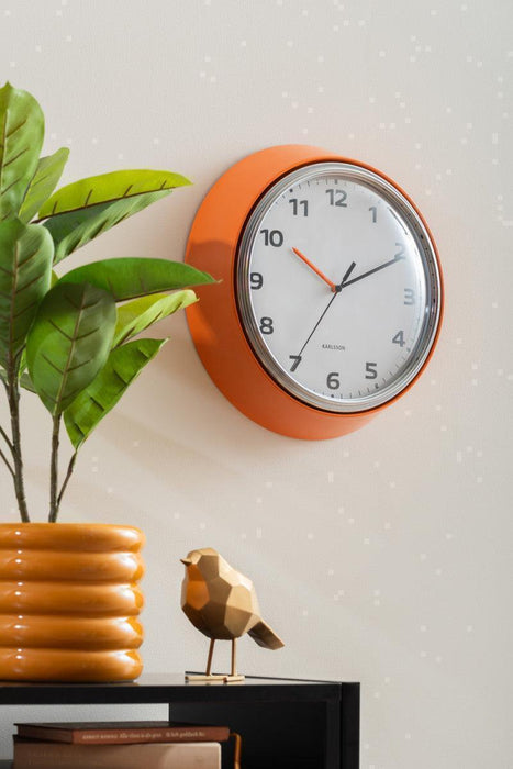 Karlsson Modern Retro Wall Clock - Bright Orange - LemonSalt