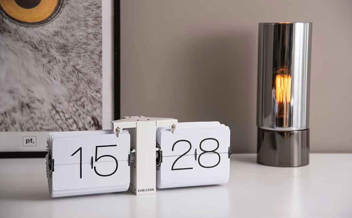 Karlsson No Case Flip Clock - White
