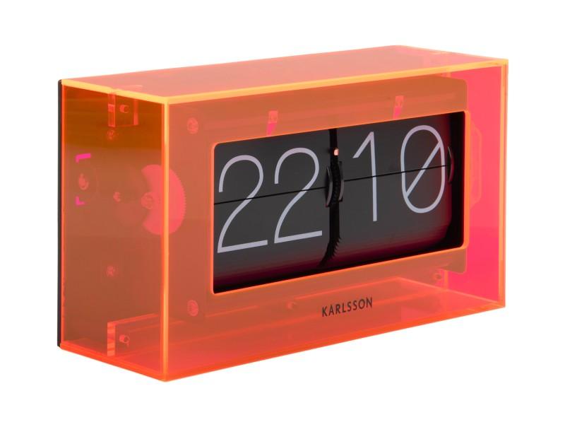 Karlsson Table Clock Boxed Flip Acrylic - Neon Orange | {{ collection.title }}