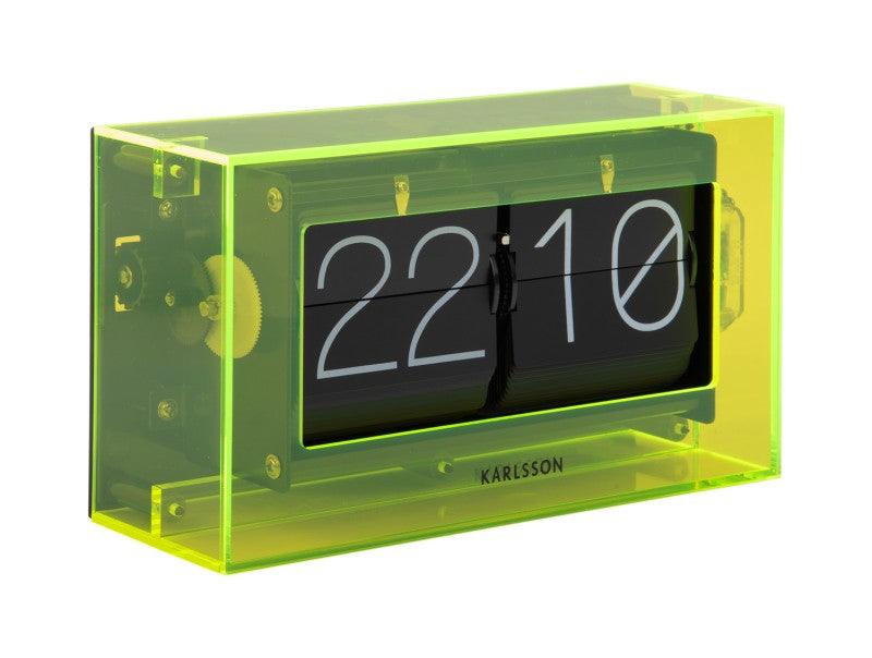Karlsson Table Clock Boxed Flip Acrylic - Neon Yellow | {{ collection.title }}