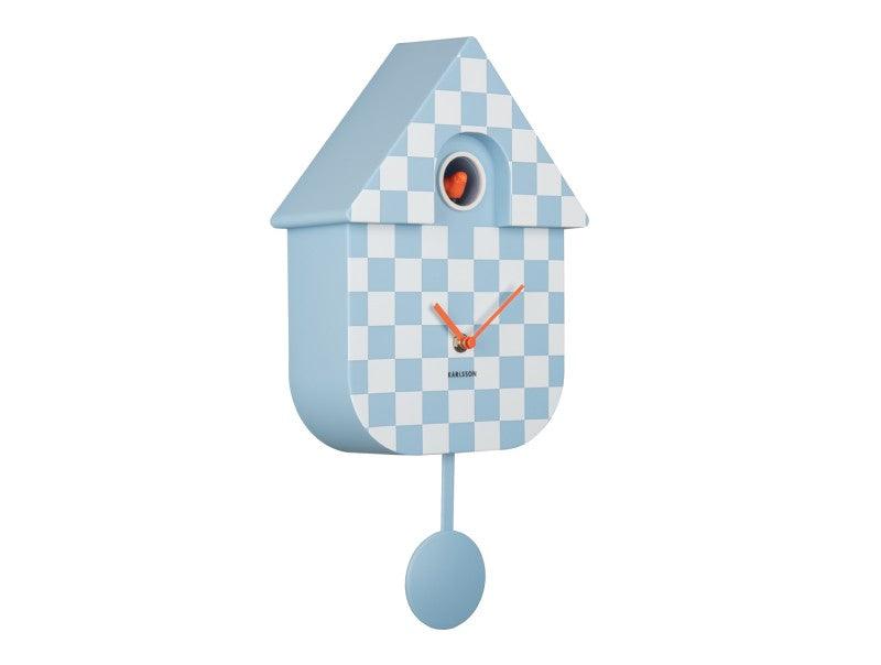 Karlsson Wall Clock Modern Cuckoo Checker - Soft Blue | {{ collection.title }}