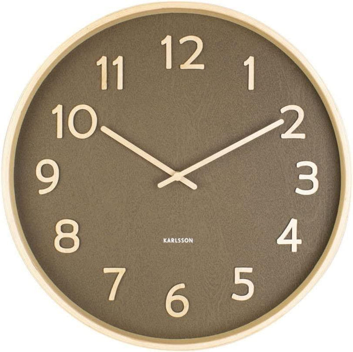 Karlsson Wall Clock Pure Wood Grain Medium - Moss Green