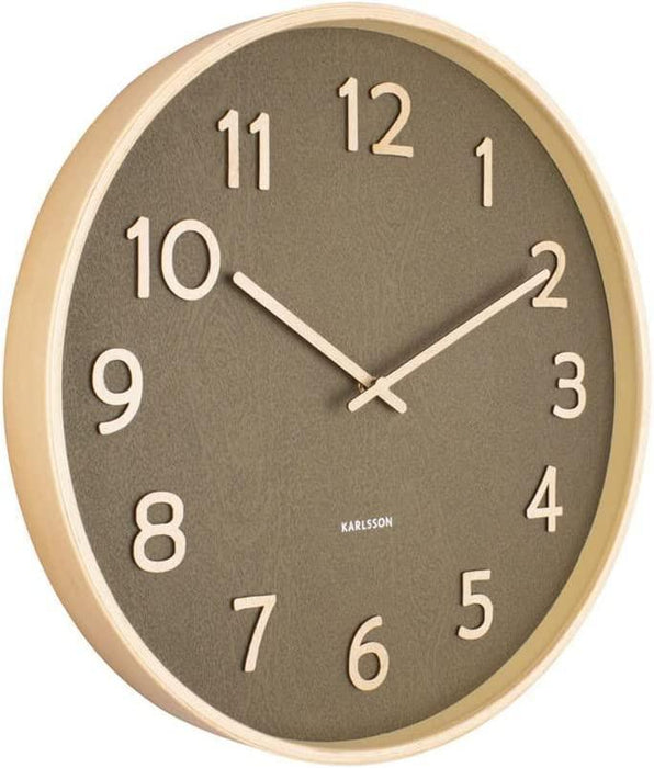Karlsson Wall Clock Pure Wood Grain Medium - Moss Green