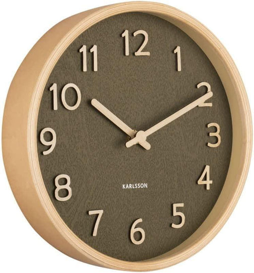 Karlsson Wall Clock Pure Wood Grain Small - Moss Green | {{ collection.title }}