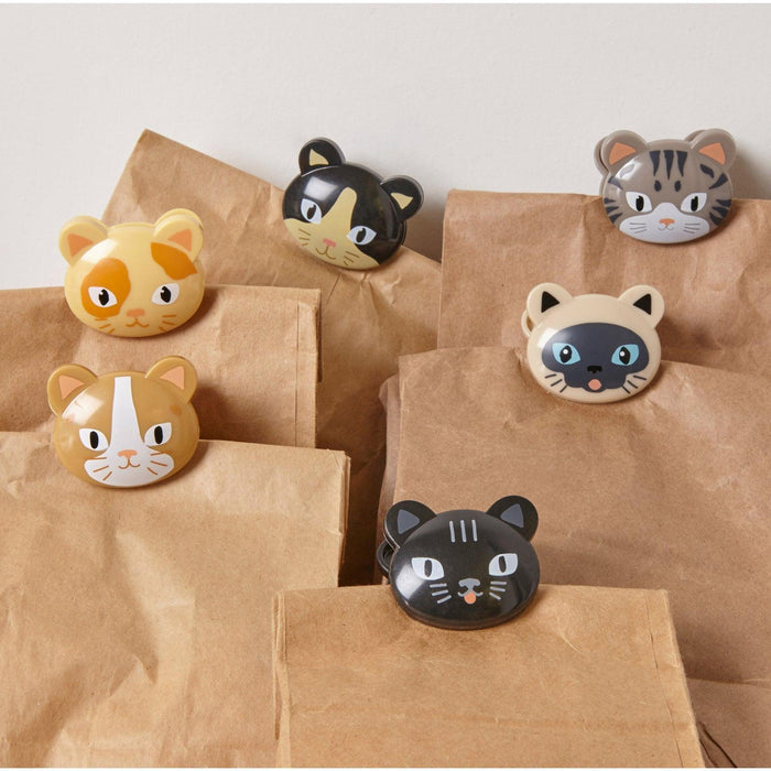 Kikkerland Set Of 6 Bag Clips - Cats