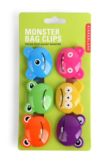 Kikkerland Set Of 6 Bag Clips - Crazy Monsters