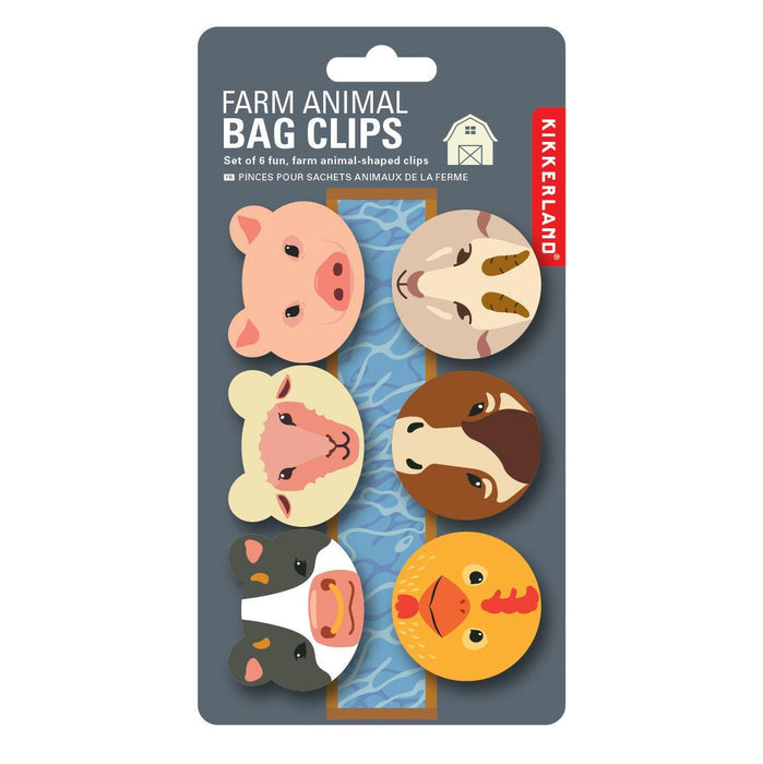 Kikkerland Set Of 6 Bag Clips - Farm Animal
