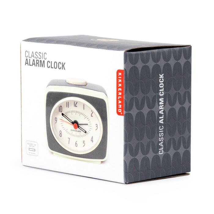 Kikkerland Small Classic Alarm Clock - Grey