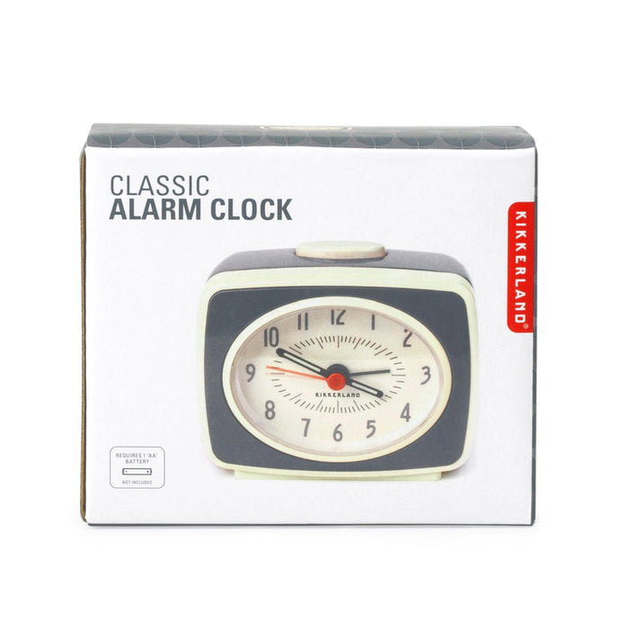 Kikkerland Small Classic Alarm Clock - Grey