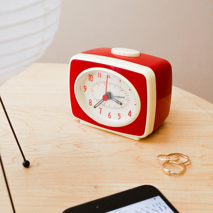 Kikkerland Small Classic Alarm Clock - Red