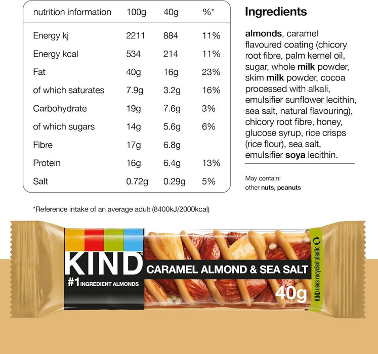KIND Caramel Almond and Sea Salt Snack Bar (12x40g) - LemonSalt