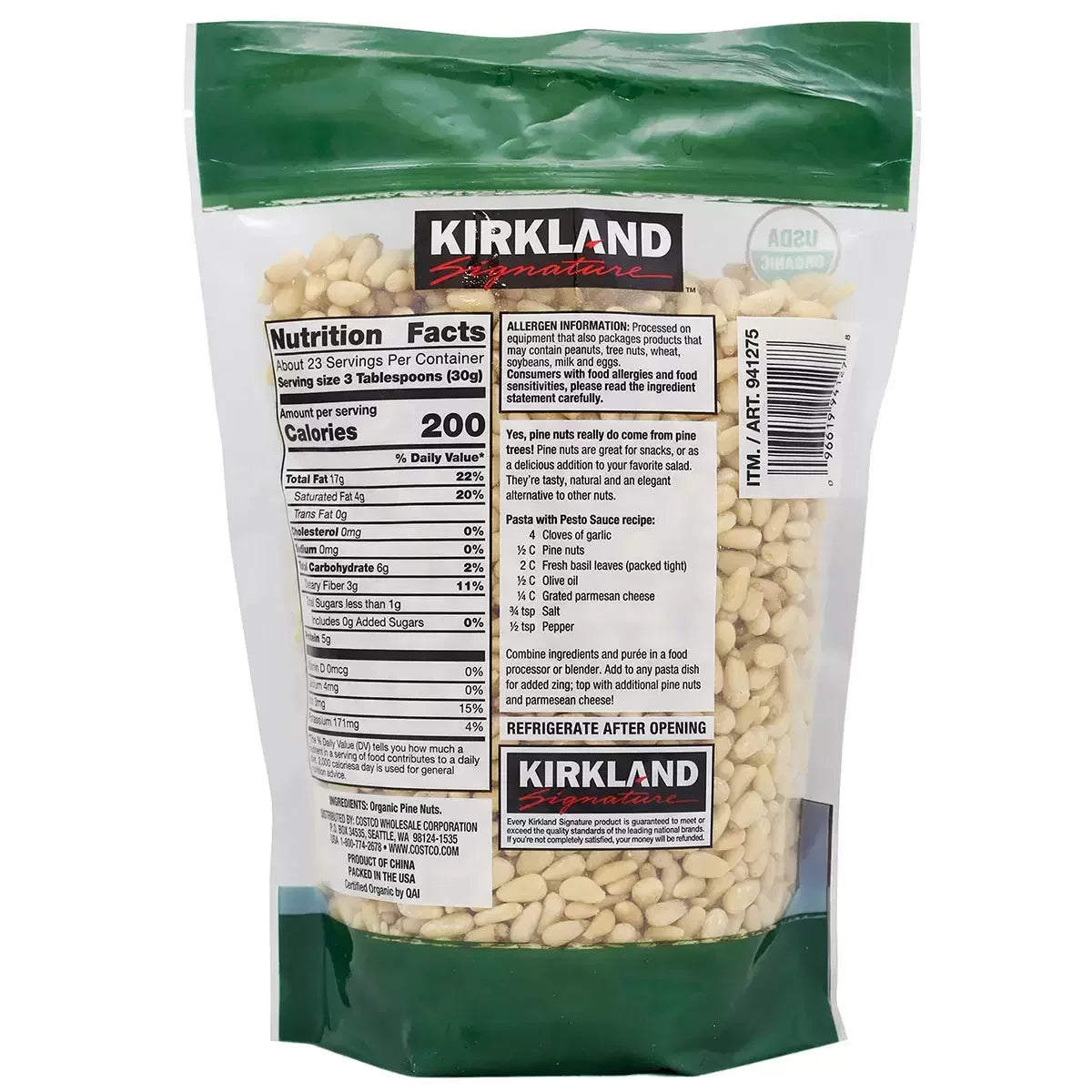 Kirkland Signature Organic Pine Nuts (680g) - LemonSalt